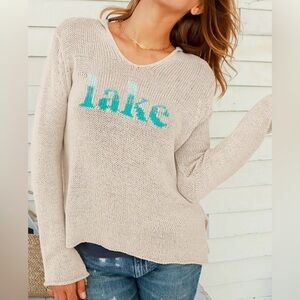 Cotton multi Lake v neck sweater with lake in multi